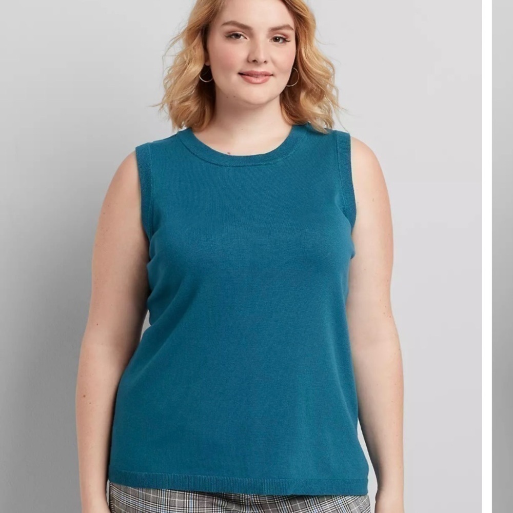 Lane Bryant Turquoise Sleeveless Sweater Shell Knit Top Women’s 22/24 Blue - Picture 6 of 6